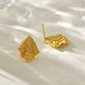 Irregular textured gold S925 sterling silver stud earrings with molten foil surface - 925 Silver / 18K Gold (with Silver Earplug)