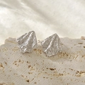 Artistic silver s925 vintage earrings with irregular wrinkled texture and metallic luster - 925 Silver / Platinum (With Silver Ear Plugs)