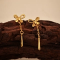 Elegantes pendientes de mariposa de plata S925 bañada en oro de 18K con borlas de gota larga - Plata 925 / Oro de 18K