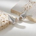 S925 silver irregular liquid metal teardrop earrings on minimalist stone texture background - 925 Silver / Platinum (With Silver Ear Plugs)