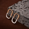 S925 sterling silver U-shaped geometric earrings in two-tone rose gold and silver - Geometric U-shaped / 925 Silver / White Gold + Rose Gold