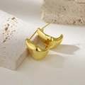 Polished golden irregular teardrop earrings with S925 sterling silver pins on stone - 925 Silver / 18K Gold (with Silver Earplug)
