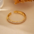 Verstellbarer Ring aus S925 Sterlingsilber mit 18K Vergoldung und Pavé-Zirkonia-Besatz - Größe 14 (Offen Verstellbar) / 18K Gold