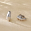 Minimalistische S925 Sterling Silber geometrische unregelmäßige Creolen mit Politur - 925er Silber / Weißgold
