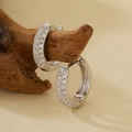 Eleganti orecchini a cerchio in argento S925 con tre file di zirconi micro-pavé - Argento 925 / Oro Bianco