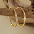 Lussuosi orecchini a cerchio in argento S925 dorato con cristalli pavé scintillanti - Argento 925 / Oro 18K