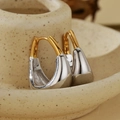 Orecchini bicolore oro e argento a forma di goccia in argento sterling S925 lucido - Argento 925 / Oro 18K + Oro Bianco