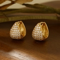 Squisiti orecchini a cerchio in argento S925 placcato oro con cristalli pavé triangolari - Argento 925 / Oro 18K