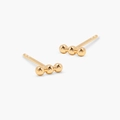 Minimalistische 925er Sterlingsilber vergoldete Triple-Bead Ohrstecker für Damen - 925er Silber / 18K Gold