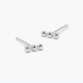 Minimalistische 925 Sterling Silber Ohrstecker mit drei polierten Metallperlen in einer Reihe - 925er Silber / Weißgold