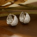 Eleganti orecchini a cerchio in argento sterling S925 con cristalli pavé e chiusura - Argento 925 / Oro Bianco