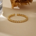 18K gold plated S925 silver ring with sparkling micro-pave zircons and open design - Size 14 (Open Adjustable) / 18K Gold