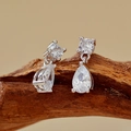 S925 sterling zilveren waterdruppel oorbellen met micro-geplaveide kristallen hanger - 925 zilver / Geplatineerd (Met Zilveren Oorbel Achterkant)