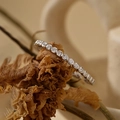 Minimalist S925 sterling silver eternity ring with micro-set sparkling crystals - Size 14 (Open Adjustable) / White Gold