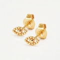 Elegant gold eye-shaped stud earrings in S925 sterling silver with beaded bohemian design - 925 Silver / 18K Gold