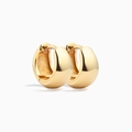 Polished thick gold hoop earrings for women with minimalist chunky round design - 18K Gold-S