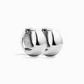 Polished S925 sterling silver huggie earrings in thick silver minimalist circle style - White Gold-S