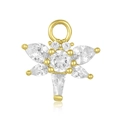 Elegant gold flower earring with S925 silver and geometric cubic zirconia stones - 18K Gold Plated (Single Piece)
