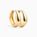 Polished chunky gold hoop earrings with hinged snap closure in minimalist style - 18K Gold-L