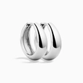 Polished chunky S925 sterling silver hoop earrings with high-gloss mirror finish - Silver-L