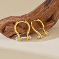 Minimalist S925 sterling silver two-tone U-shaped hoop earrings in gold and silver finish - 925 Silver / 18K Gold