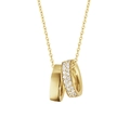 Elegante collana a doppio anello in argento S925 dorato con micro zirconi scintillanti - Argento 925 / Oro 18K