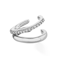 Manchette d'oreille double couche en argent S925 avec sertissage de zircons brillants - Argent 925 / Platine-B