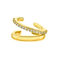 Manchette d'oreille double couche plaquée or avec zircons étincelants pour oreilles non percées - Argent 925 / Or 18K-A