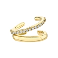 Manchette d'oreille double couche dorée avec cristaux étincelants et finition polie - Argent 925 / Or 18K-B