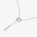 Silver S925 Y-shaped necklace with micro-pave crystals and adjustable geometric pendants - 925 Silver / White Gold