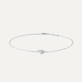 S925 Sterling Silber Herz Armband mit funkelnden Kristallen und verstellbarem Verschluss - 925er Silber / Silber