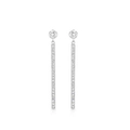 Eleganti orecchini lunghi in argento 925 con cristalli di zircone scintillanti pavé - Argento 925 / Oro Bianco