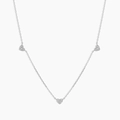 Collar de plata esterlina S925 con tres colgantes de corazón y circonitas cúbicas brillantes - Plata 925 / Oro Blanco