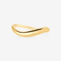 Minimalistischer S925 Sterlingsilber Ring mit goldenem Wellendesign und poliertem Finish - HK Größe 17 (US Größe 8) / Stil A (18K Gold)