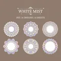 White Mist PET lace stickers set with 6 vintage purple and blue mandala designs - White Fog