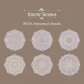 Snowy Scene PET mandala stickers with 6 intricate purple and blue frosted ice patterns - Snow Scene
