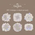 Lace flower PET stickers for DIY scrapbooking with 6 vintage floral designs - Garden