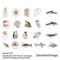 Set adesivi PET tema marino Canto dell'Isola con pinguini e meduse 40 pezzi - Canzone dell'isola
