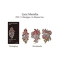 Vintage orange floral PVC lace bookmarks set of six for DIY journaling decoration - Lace Mensa