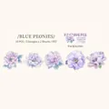 Autocollants pivoines bleues en PET, décalcomanies florales transparentes pour journal - Pivoine Bleue