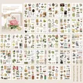 Set of 30 vintage aesthetic sticker sheets featuring floral and butterfly motifs - 30 Pcs / Leaf and Flower