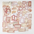 Vintage σετ αυτοκόλλητα scrapbooking με λουλούδια και ετικέτες σε ρετρό κόκκινο και μπεζ - Απαλό Μισό / 50 Τεμάχια/Πακέτο