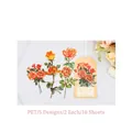 Holiday Princess PET floral stickers featuring five vibrant orange rose designs 10pcs set - Holiday Princess