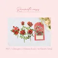 Romantic red rose PET stickers set for scrapbooking with waterproof floral illustrations - Carola
