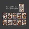 Vintage PET sticker set with burnt letter design and retro newspaper clippings - Burnt Old Letter