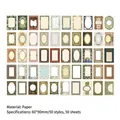 50-piece vintage floral deco paper pack with frames and plant patterns for journaling - Sunny Window Painting