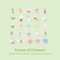 Autocollants marshmallow de dessin animé rose macaron avec ours et fleurs mignons - Forêt de Fleurs