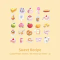 50-piece set of cartoon dessert and drink stickers in marshmallow-style cute patterns - Sweet Recipe