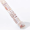 Vintage PET scrapbooking tape featuring red retro labels and postal stamp patterns - Sakura Pink
