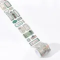 Retro PET decorative tape featuring vintage labels and postal stamps in green and cream - Green Field